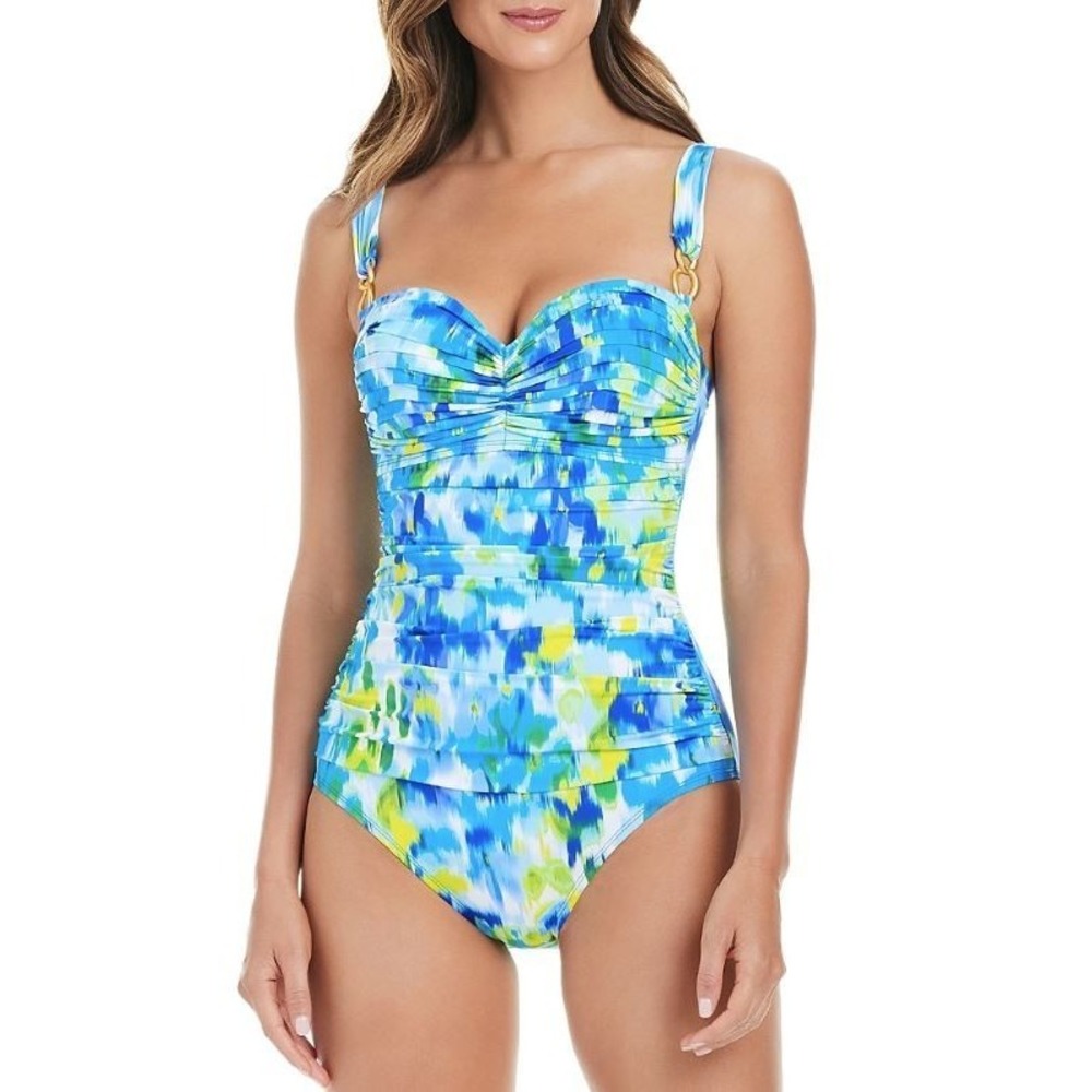 Bleu by Rod‎ Beattie Women's Life's A Beach Shirred One Piece Swimsuit in Cool 6